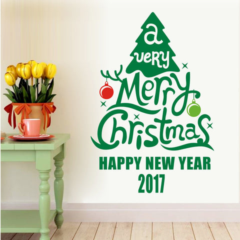 Merry Christmas Tree Decoration Decal Window Stickers Home Decor